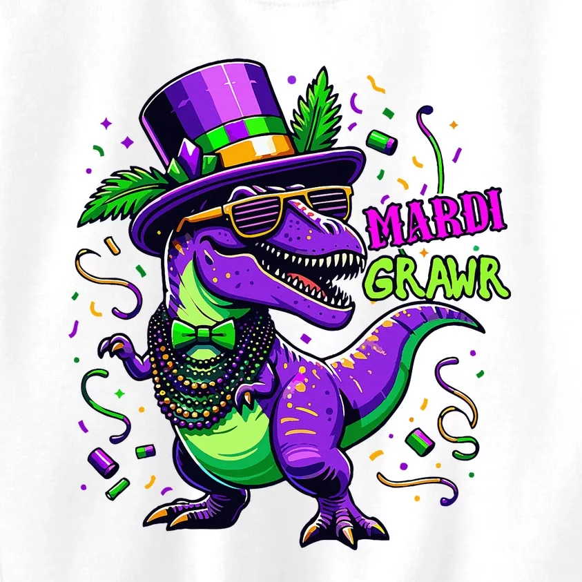 Mardi Grawr Trex Dino Costume Mardi Gras Kids Sweatshirt