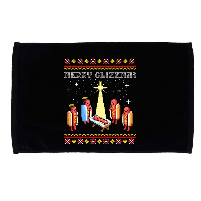 Merry Glizzmas Tacky Funny Merry Christmas Hot Dogs Microfiber Hand Towel