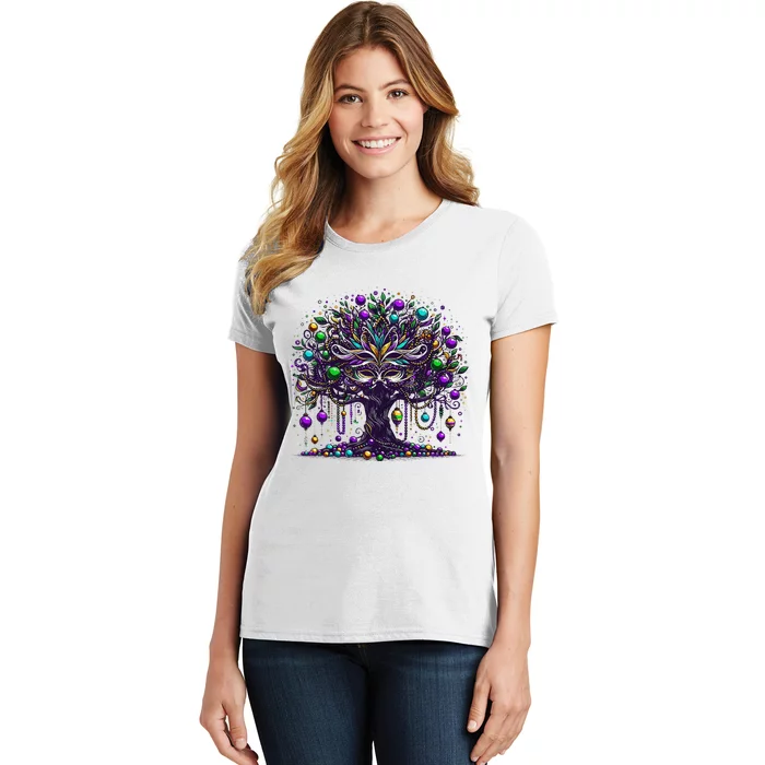 Mardi Gras Tree Beads New Orleans 2024 Festival Bead Women's T-Shirt