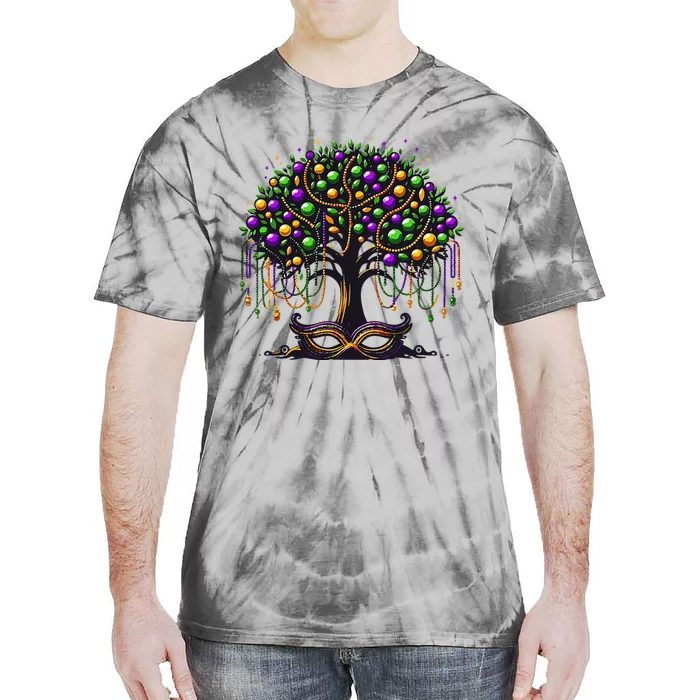 Mardi Gras Tree Beads New Orleans 2024 Festival Bead Tie-Dye T-Shirt