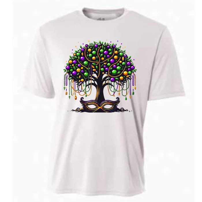 Mardi Gras Tree Beads New Orleans 2024 Festival Bead Cooling Performance Crew T-Shirt