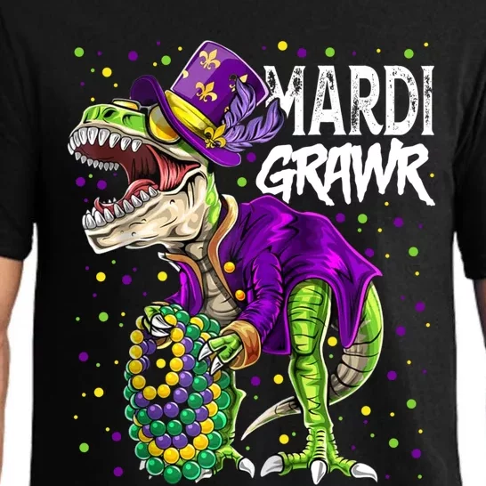 Mardi Grawr T Rex Dinosaurs Funny Mardi Gras Great Gift Pajama Set