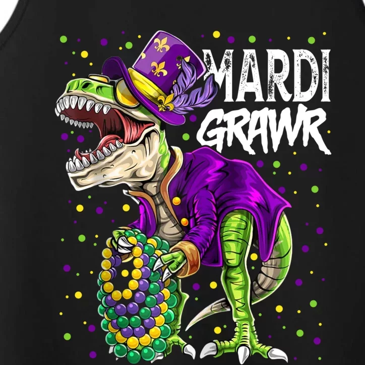 Mardi Grawr T Rex Dinosaurs Funny Mardi Gras Great Gift Performance Tank