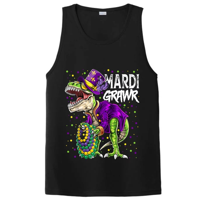 Mardi Grawr T Rex Dinosaurs Funny Mardi Gras Great Gift Performance Tank