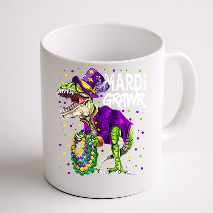 Mardi Grawr T Rex Dinosaurs Funny Mardi Gras Great Gift Front & Back Coffee Mug