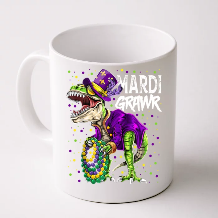 Mardi Grawr T Rex Dinosaurs Funny Mardi Gras Great Gift Front & Back Coffee Mug