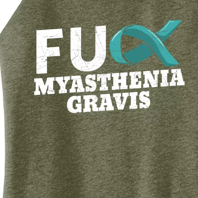 Myasthenia Gravis Teal Awareness Ribbon Autoimmune Disorder Cute Gift Women’s Perfect Tri Rocker Tank