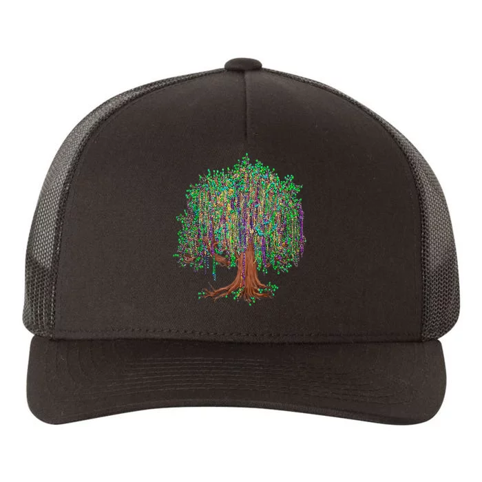 Mardi Gras Tree Beads New Orleans 2024 Watercolor Festival Yupoong Adult 5-Panel Trucker Hat