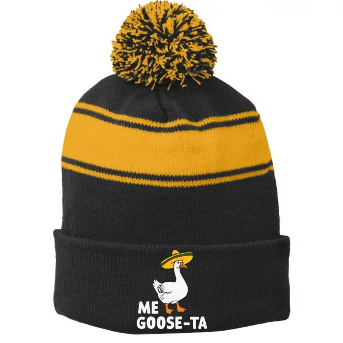 Me Goose Ta Goose Fiesta Humor Pun Mexican Party Stripe Pom Pom Beanie