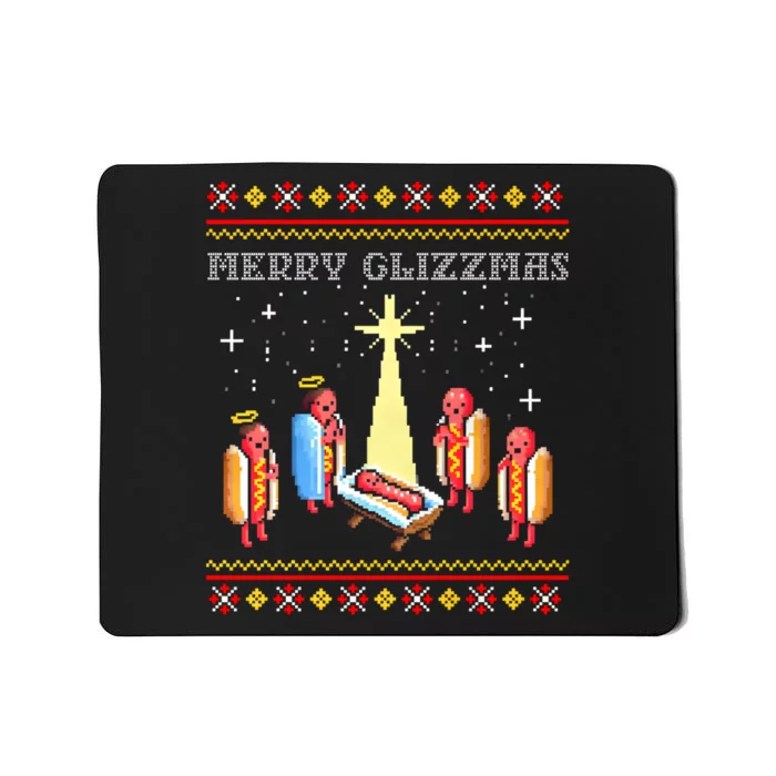 Merry Glizzmas Tacky Funny Merry Christmas Hot Dogs Mousepad