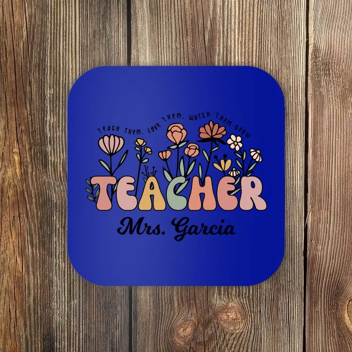 Mrs Garcia Teacher Wildflower Back To School Gift Coaster