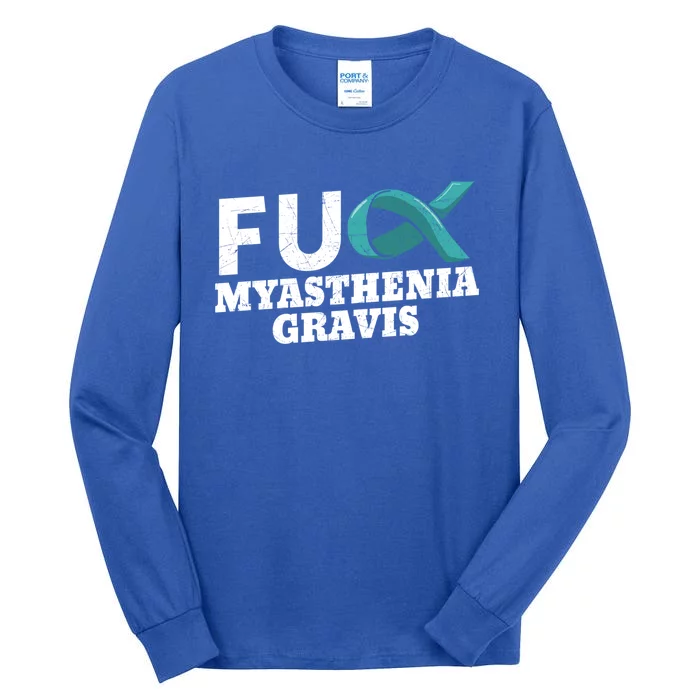 Myasthenia Gravis Teal Awareness Ribbon Autoimmune Disorder Meaningful Gift Tall Long Sleeve T-Shirt