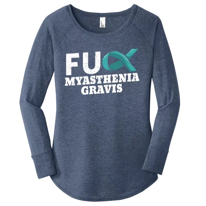 Myasthenia Gravis Teal Awareness Ribbon Autoimmune Disorder Meaningful Gift Women's Perfect Tri Tunic Long Sleeve Shirt