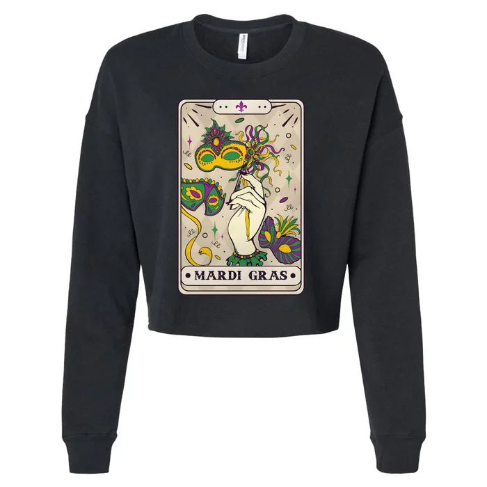 Mardi Gras Tarot Card Lover Cropped Pullover Crew