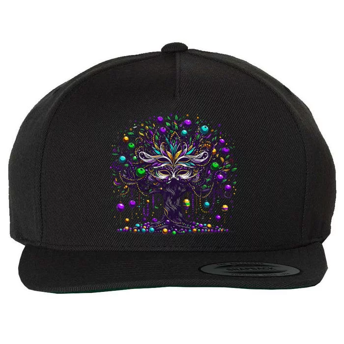 Mardi Gras Tree Beads New Orleans 2024 Festival Bead Wool Snapback Cap