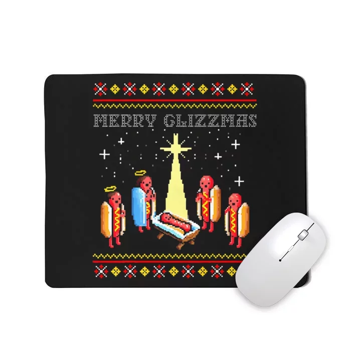 Merry Glizzmas Tacky Funny Merry Christmas Hot Dogs Holiday Mousepad