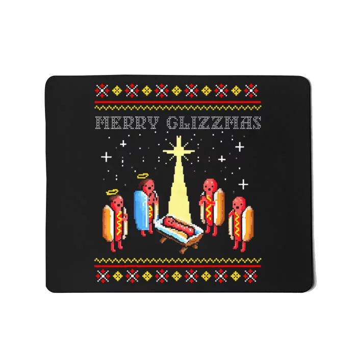 Merry Glizzmas Tacky Funny Merry Christmas Hot Dogs Holiday Mousepad