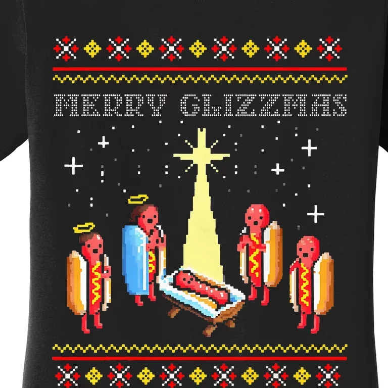 Merry Glizzmas Tacky Funny Merry Christmas Hot Dogs Holiday Women's T-Shirt