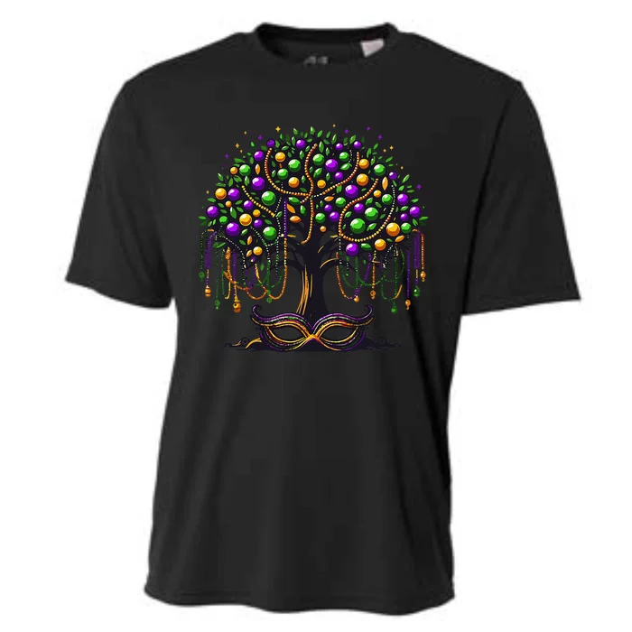 Mardi Gras Tree Beads New Orleans 2024 Festival Bead Cooling Performance Crew T-Shirt