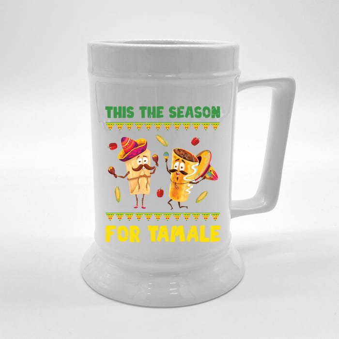 Mexican Gift Tis The Season For Tamale Gift Spicy Food Gift Holiday Gift Front & Back Beer Stein