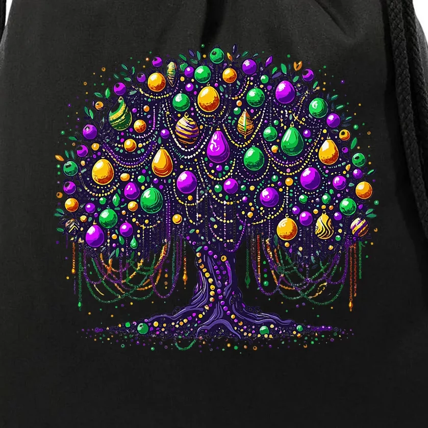 Mardi Gras Tree Beads New Orleans 2024 Festival Bead Tree Drawstring Bag