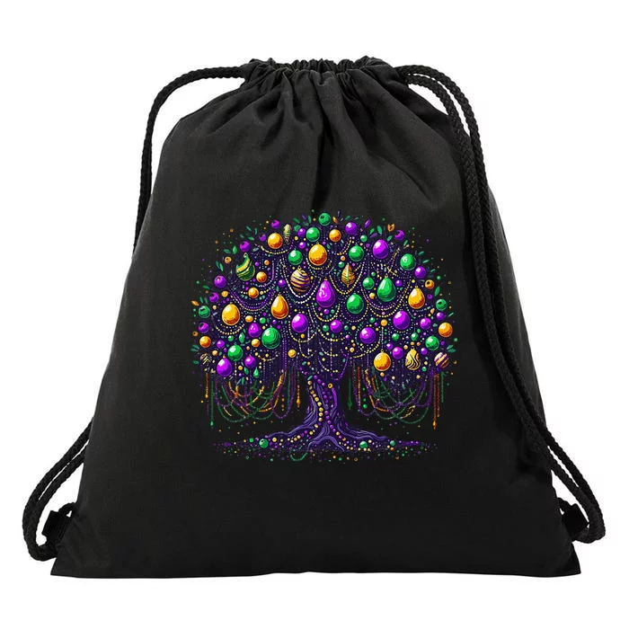 Mardi Gras Tree Beads New Orleans 2024 Festival Bead Tree Drawstring Bag