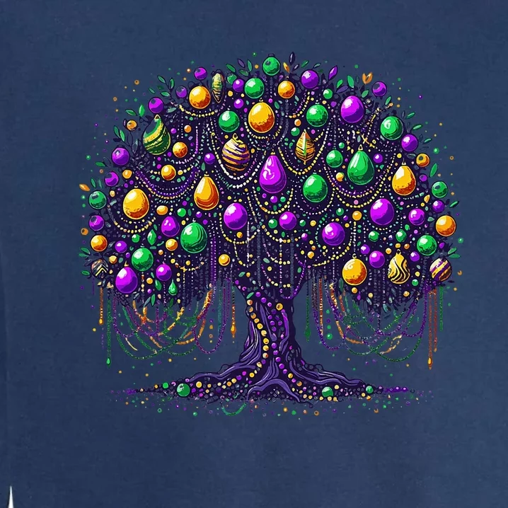 Mardi Gras Tree Beads New Orleans 2024 Festival Bead Tree Garment-Dyed Sweatshirt