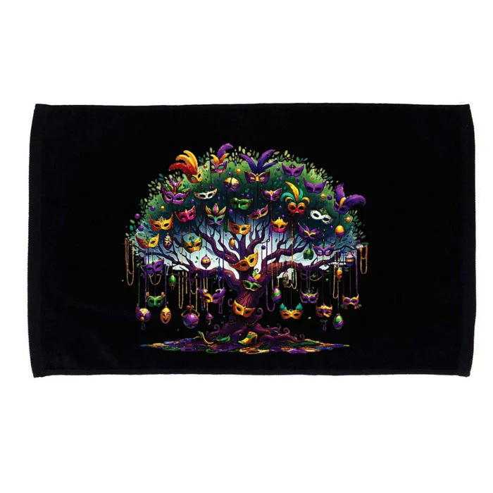 Mardi Gras Tree Beads New Orleans 2024 Watercolor Festival Microfiber Hand Towel