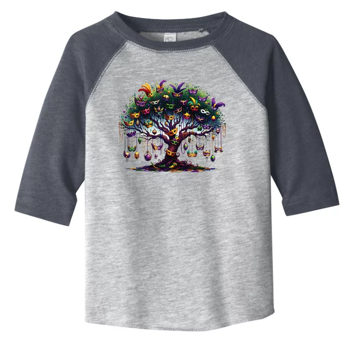 Mardi Gras Tree Beads New Orleans 2024 Watercolor Festival Toddler Fine Jersey T-Shirt