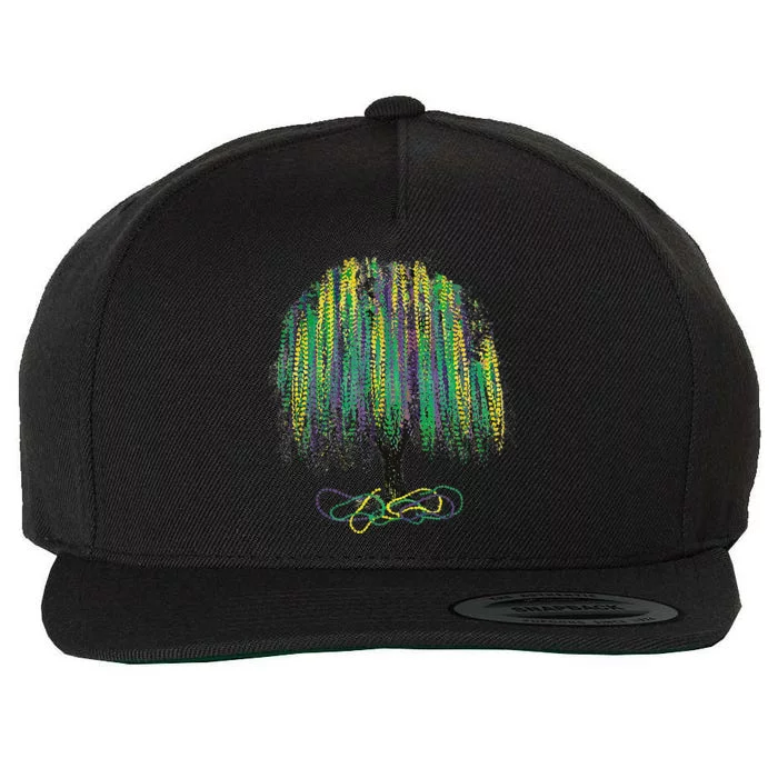 Mardi Gras Tree Watercolor Mardi Gras Bead Tree New Orleans Wool Snapback Cap