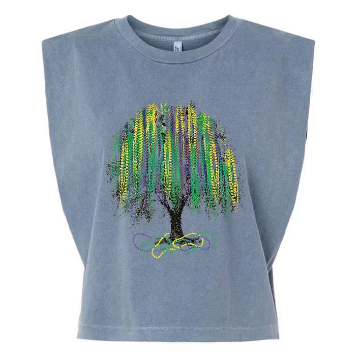 Mardi Gras Tree Watercolor Mardi Gras Bead Tree New Orleans Garment-Dyed Women's Muscle Tee