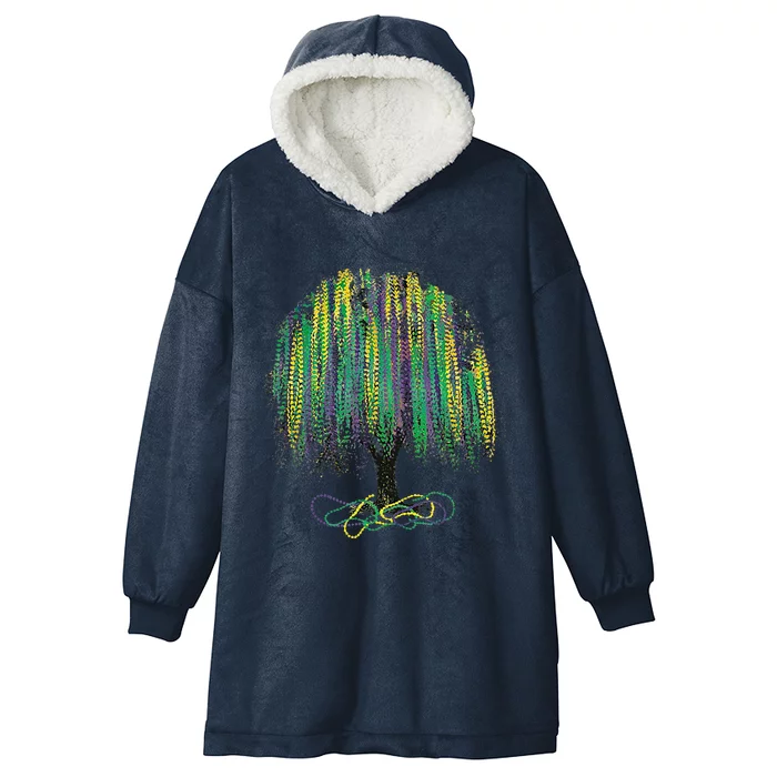 Mardi Gras Tree Watercolor Mardi Gras Bead Tree New Orleans Hooded Wearable Blanket