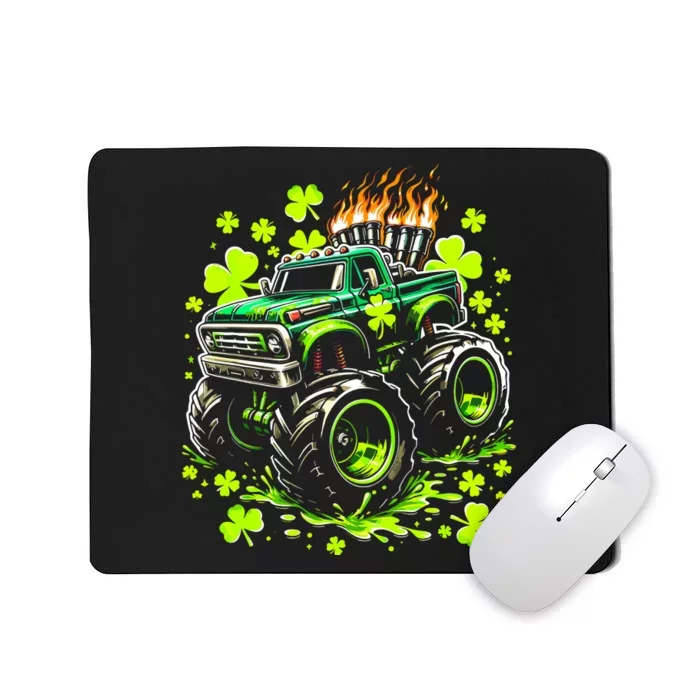 Monster Green Truck Shamrock St Paddys Day Mousepad