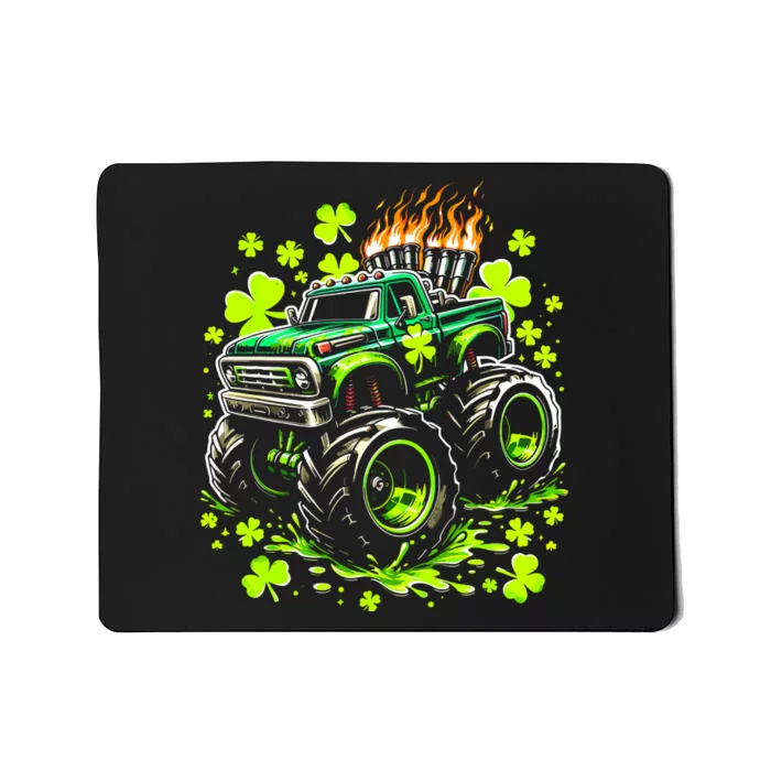 Monster Green Truck Shamrock St Paddys Day Mousepad