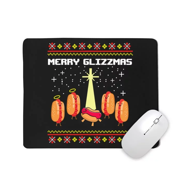 Merry Glizzmas Tacky Funny Merry Christmas Hot Dogs Mousepad