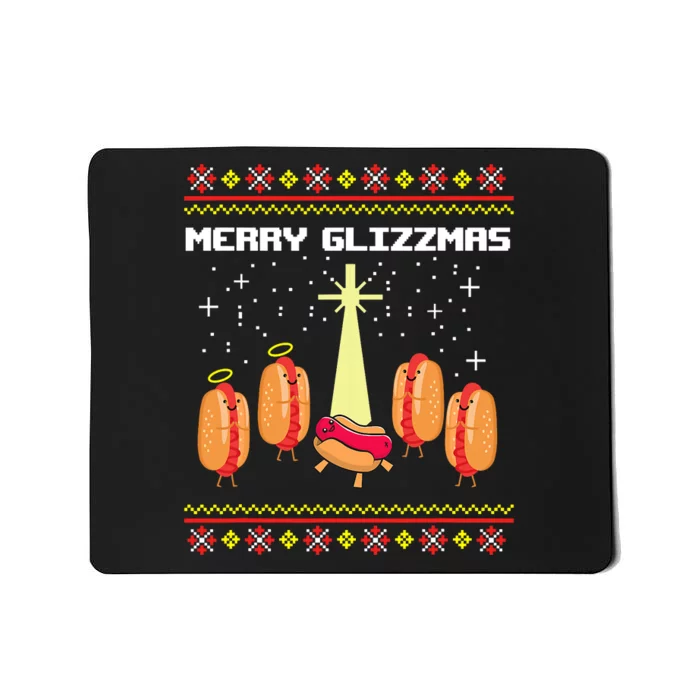 Merry Glizzmas Tacky Funny Merry Christmas Hot Dogs Mousepad