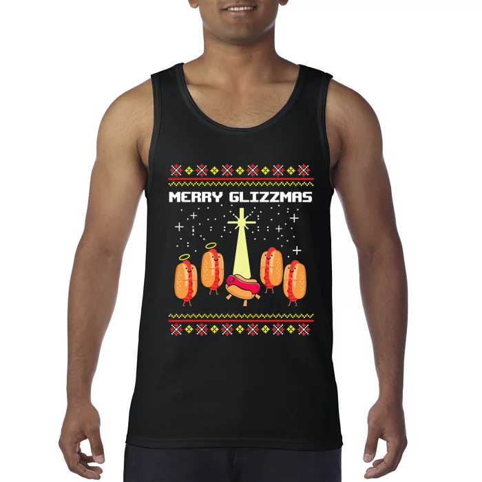 Merry Glizzmas Tacky Funny Merry Christmas Hot Dogs Tank Top