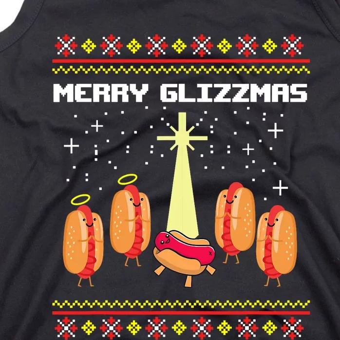 Merry Glizzmas Tacky Funny Merry Christmas Hot Dogs Tank Top