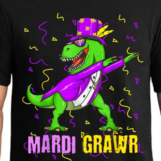 Mardi Grawr Trex Dino Mardi Gras Gift Pajama Set