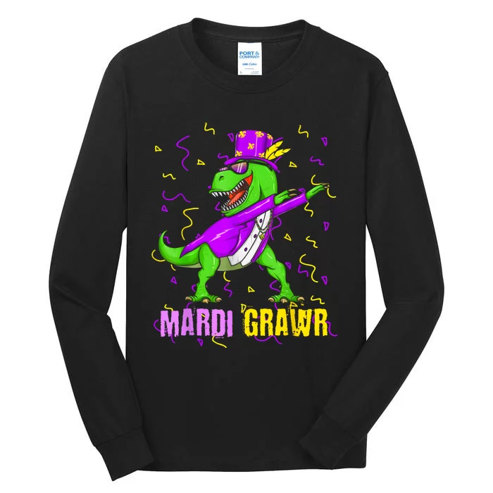 Mardi Grawr Trex Dino Mardi Gras Gift Tall Long Sleeve T-Shirt