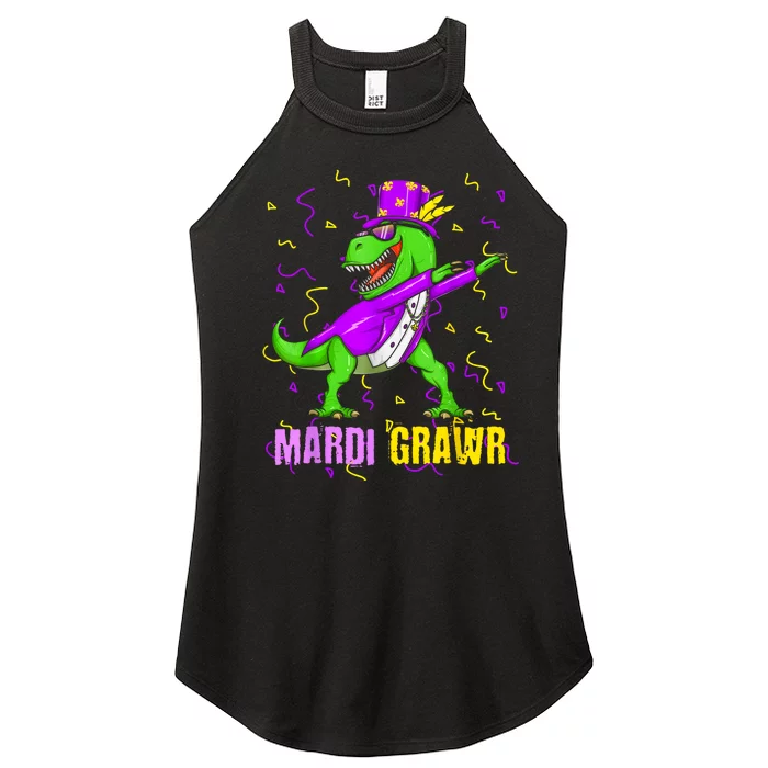 Mardi Grawr Trex Dino Mardi Gras Gift Women’s Perfect Tri Rocker Tank