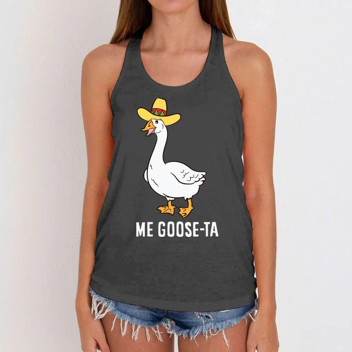 Me Goose Ta Mexican Funny Spanish Goose Pun Women's Knotted Racerback Tank