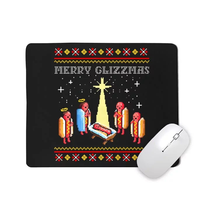 Merry Glizzmas Tacky Funny Merry Christmas Hot Dogs Mousepad