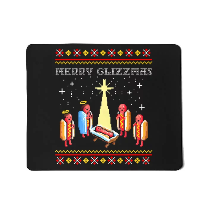 Merry Glizzmas Tacky Funny Merry Christmas Hot Dogs Mousepad