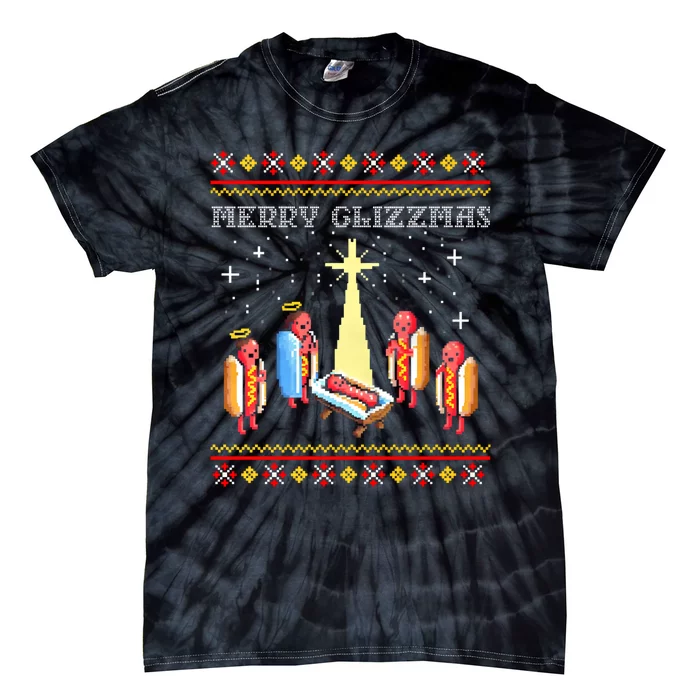 Merry Glizzmas Tacky Funny Merry Christmas Hot Dogs Tie-Dye T-Shirt