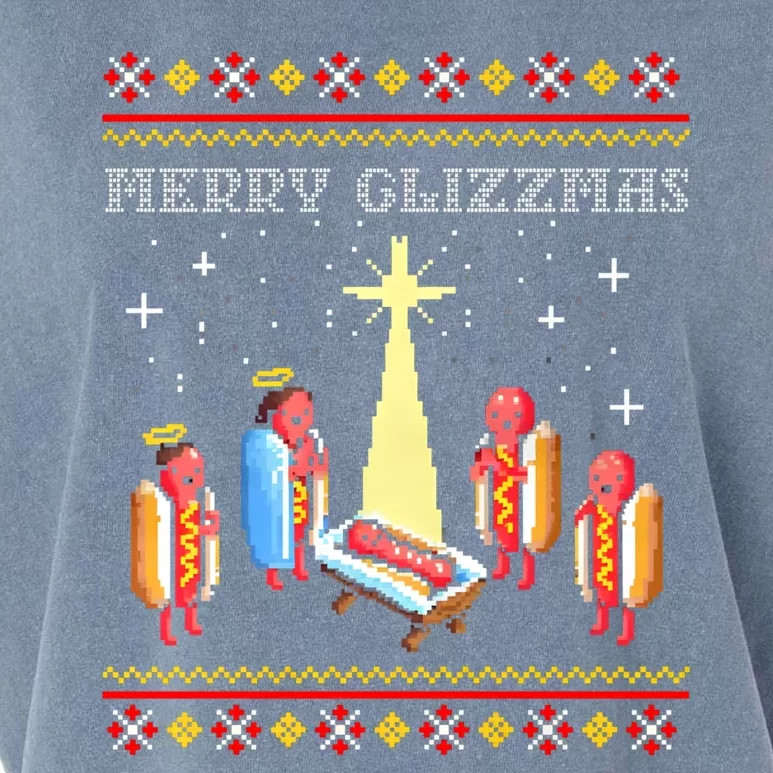 Merry Glizzmas Tacky Funny Merry Christmas Hot Dogs Garment-Dyed Women's Muscle Tee