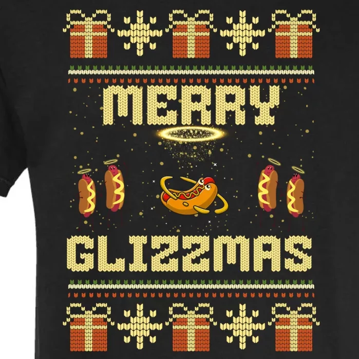 Merry Glizzmas Tacky Funny Merry Christmas Hot Dogs Garment-Dyed Heavyweight T-Shirt