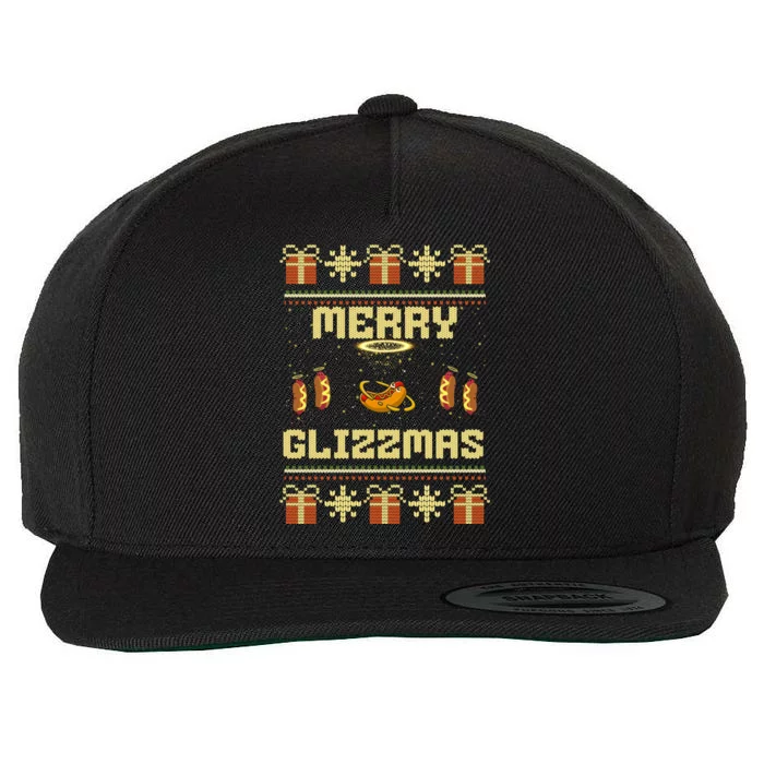 Merry Glizzmas Tacky Funny Merry Christmas Hot Dogs Wool Snapback Cap