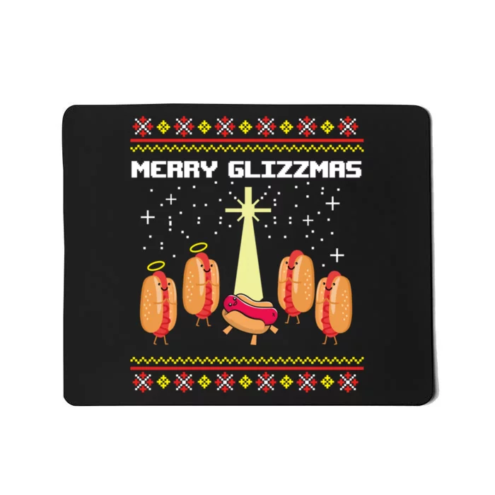 Merry Glizzmas Tacky Funny Merry Christmas Hot Dogs Mousepad