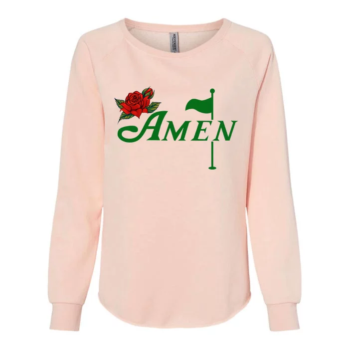 Masters Golf Tournament Golfing Amen Floral Master Golfer Womens California Wash Sweatshirt